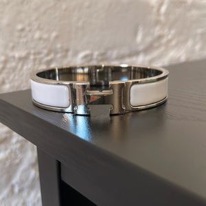 Hermes Clic H Bracelet White/Silver
